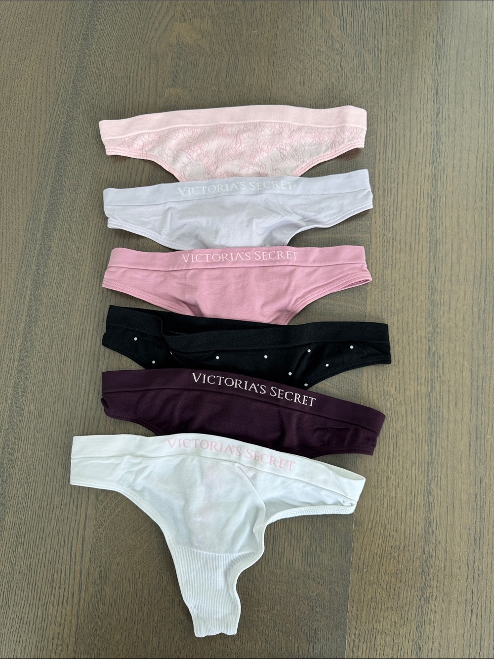 Victoria’s Secret Thong Undies, Set of 6, Size XS